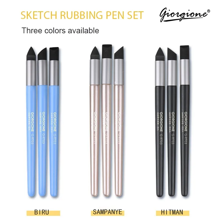 [Ready] 3Pcs Giorgione Rubbing Tool Charcoal Pencil Sketch Blending & Shading Tool Dual Tip Oil Pastel Rubbing Tools