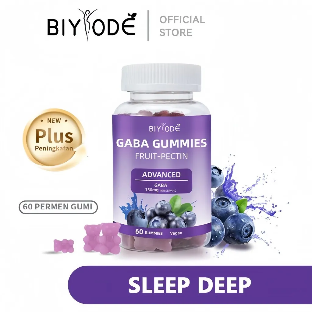 BIYODE GABA Gummies-Sleep Supplement/Well+Deep Sleep Extreme/SLEEP DEEP Gummies/Anti Stress Tidur Lelap Relaks