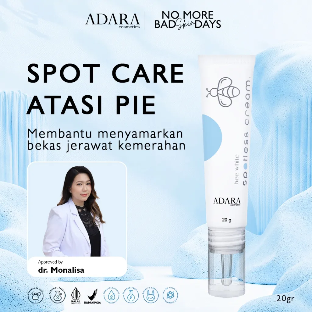 [BEST SELLER] ADARA - BEE WHITE SPOTLESS CREAM | Bekas Jerawat Kemerahan