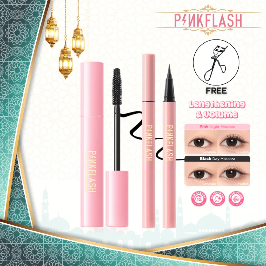 PINKFLASH Bundling 2 pcs Mascara + Eyeliner Long Lasting Waterproof - Maskara dan Eyeliner