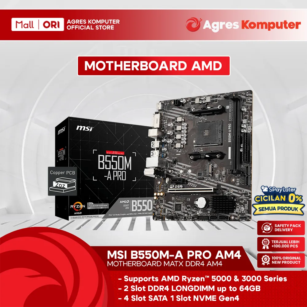 MSI MOTHERBOARD MATX B550M A PRO DDR4 AM4 /AMD 3Y