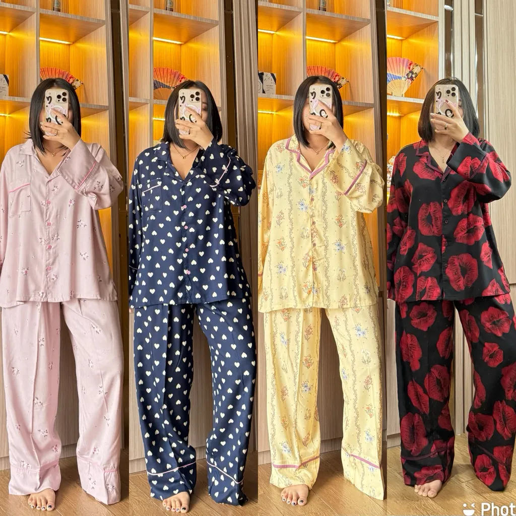 Gentlesleep (Lengan Panjang) Pajamas Wanita Busui Motif Rayon Lokal Premium Series Oneset Set Piyama