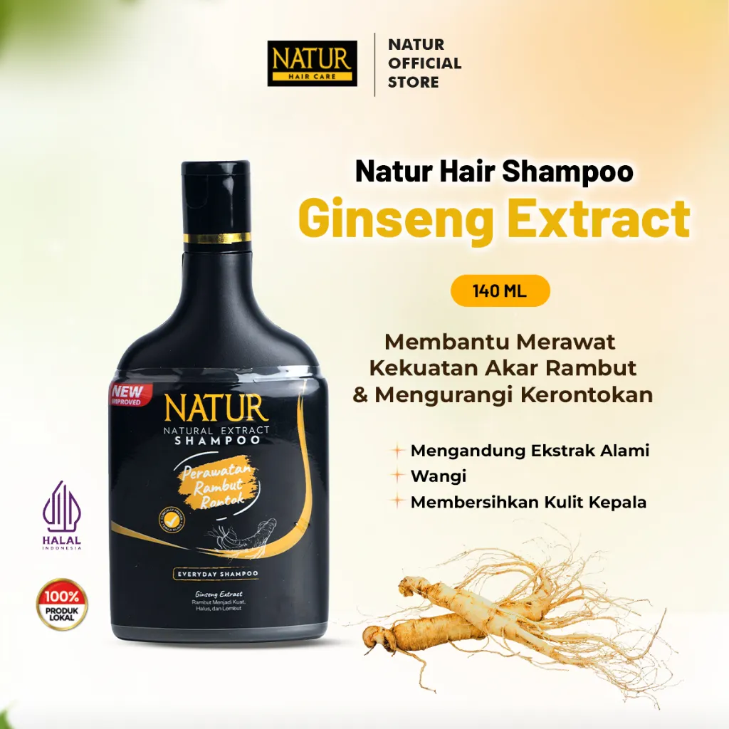 Natur Shampoo Extract Ginseng 140 ml - Anti Hair Fall / Mengurangi Rambut Rontok