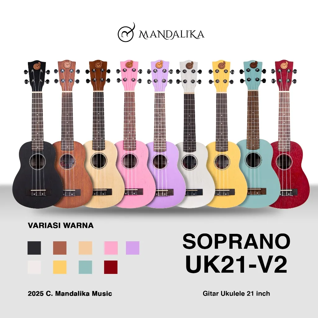 Ukulele Soprano V2 Mandalika Original Full Set Include Sertifikat, Softcase, Pick dan Senar Cadangan