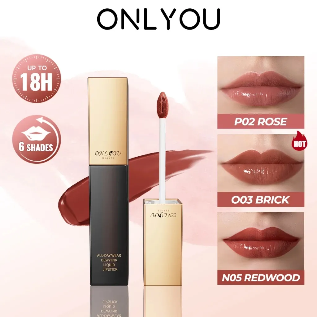 ONLYOU All-Day Wear Dewy Ink Liquid Lipstick | Glossy Lip Hyper Hydrating 18H Long Lasting Transferproof Waterproof High Pigmented lipgloss Moisturizer Lipstik
