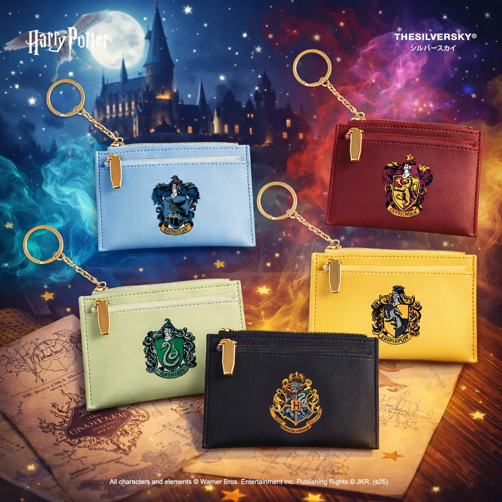 Thesilversky Harry Potter Hogwarts Houses Card Holder | Dompet Kartu Premium Denim Magical