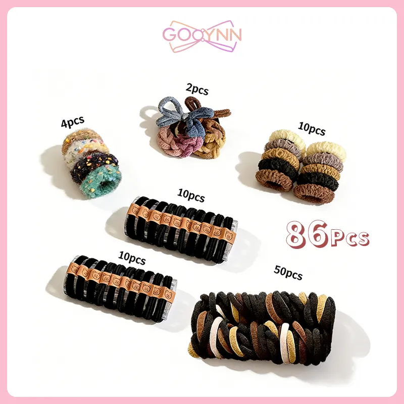 GOOYNN Set Ikat Rambut 86 Pcs / Ikat Rambut Ekor Kuda Tinggi / Aksesoris Rambut Karet Gelang Bernilai Tinggi / Aksesori Modis Wanita