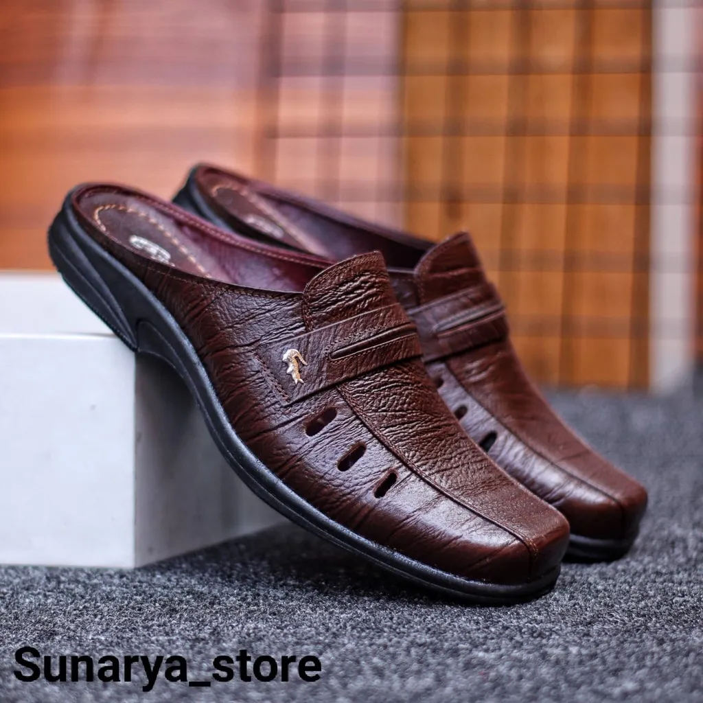 kulit asli sapi premium Sandal Pria Crododile Kulit Asli 100% Sandal Kulit Pria Casual Original Selop1