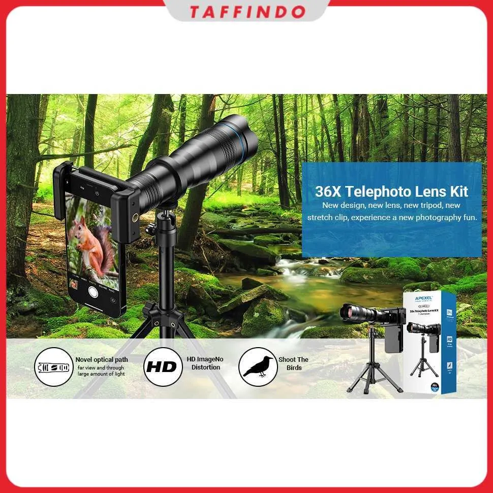 Lensa Smartphone Telephoto Monocular Zoom 36X with Tripod - APEXEL APL-JS36XJJ020