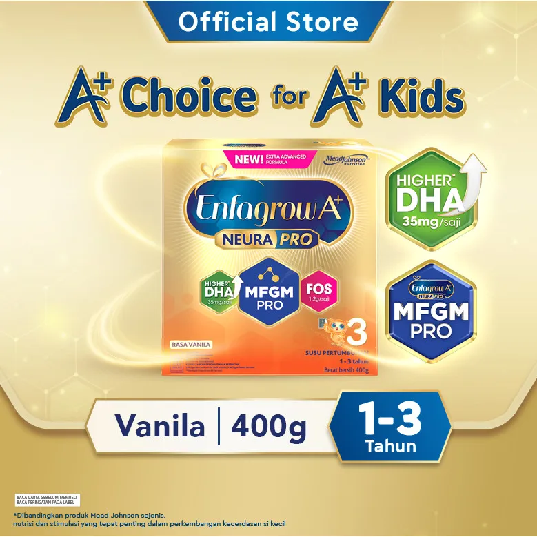 Enfagrow A+ 3 Susu Formula Anak 1 - 3 Tahun Vanila 400 gr