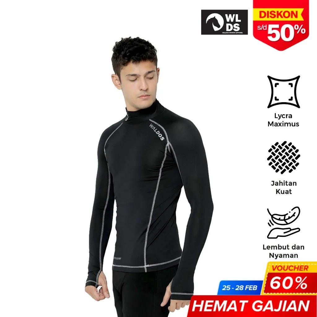 WLDS WALDOS Baju Baselayer Pria Manset Berenang Outdoor Rashguard Wetsuit Lycra