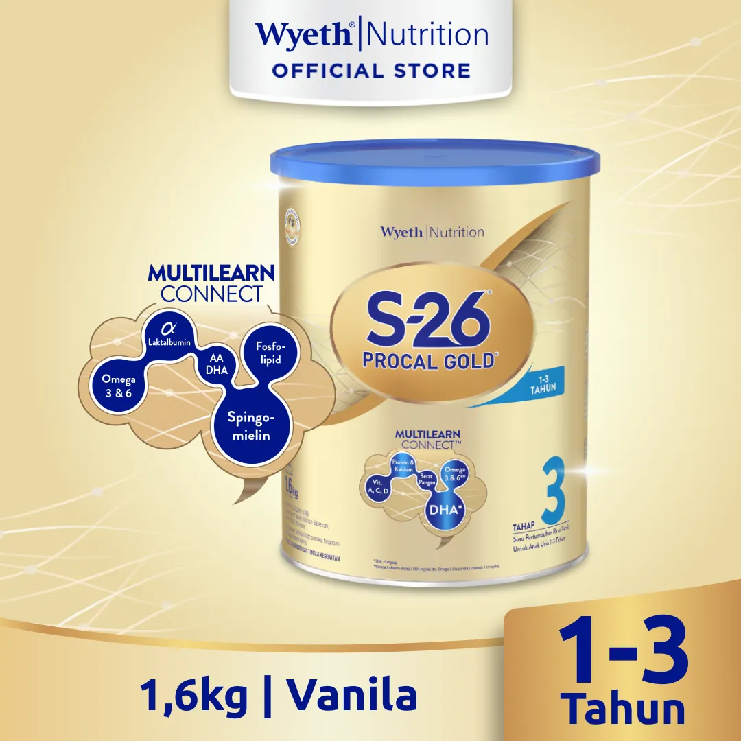 S-26 Procal GOLD Tahap 3 Vanila Susu Pertumbuhan Anak Usia 1-3 Tahun, Kaleng 1600 gr
