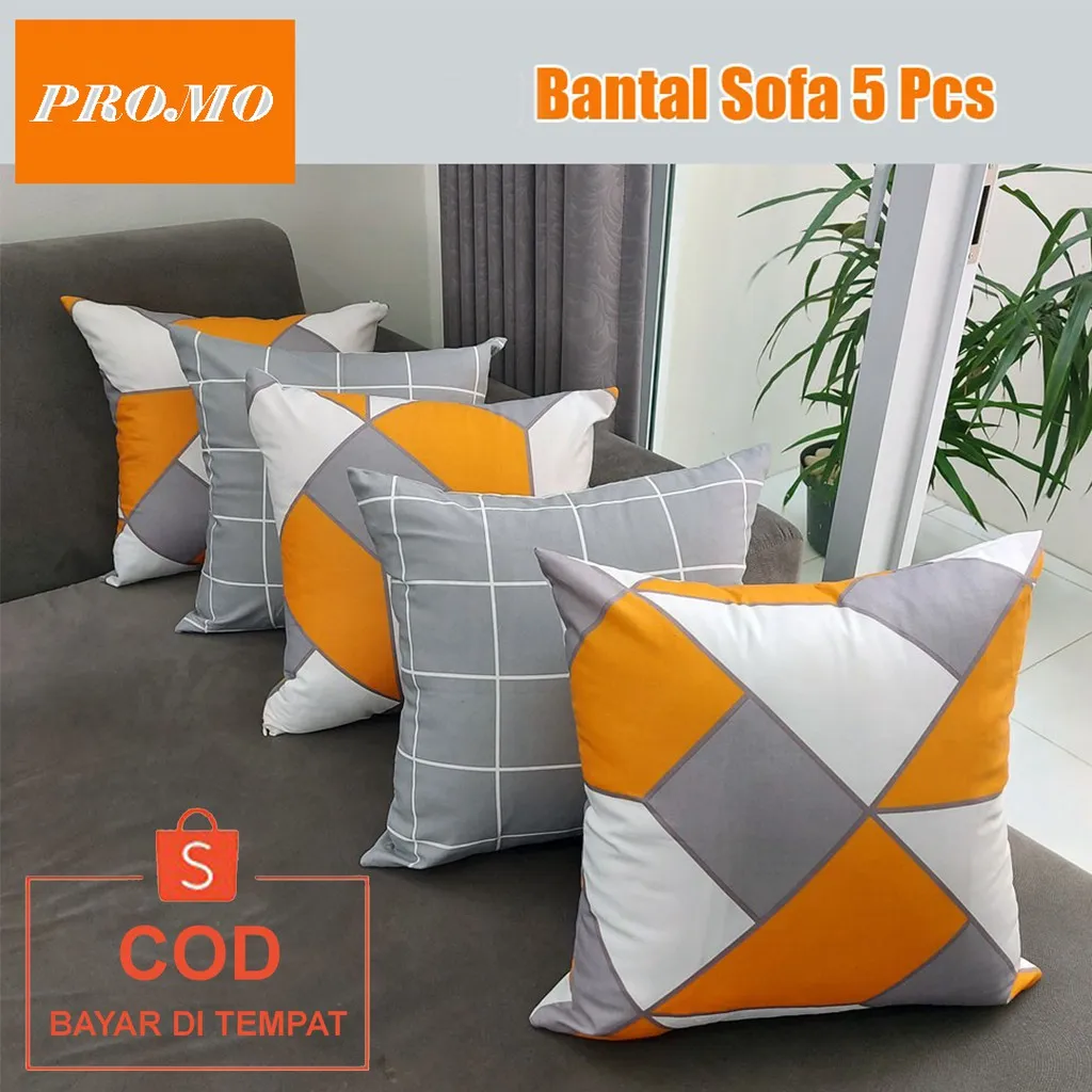COD Set Bantal Kursi Sofa Bed Minimalis 40x40 Isi 5 Pcs Dakron Dekorasi Sofabed Ruang Tamu Rumah