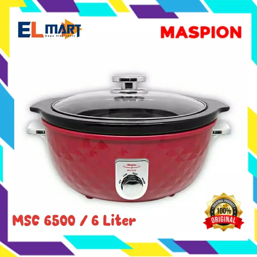 Maspion Slow Cooker 6 Liter MSC 6500 - MSC6500 Pemasak Lambat 6 Liter mudah dibersihkan