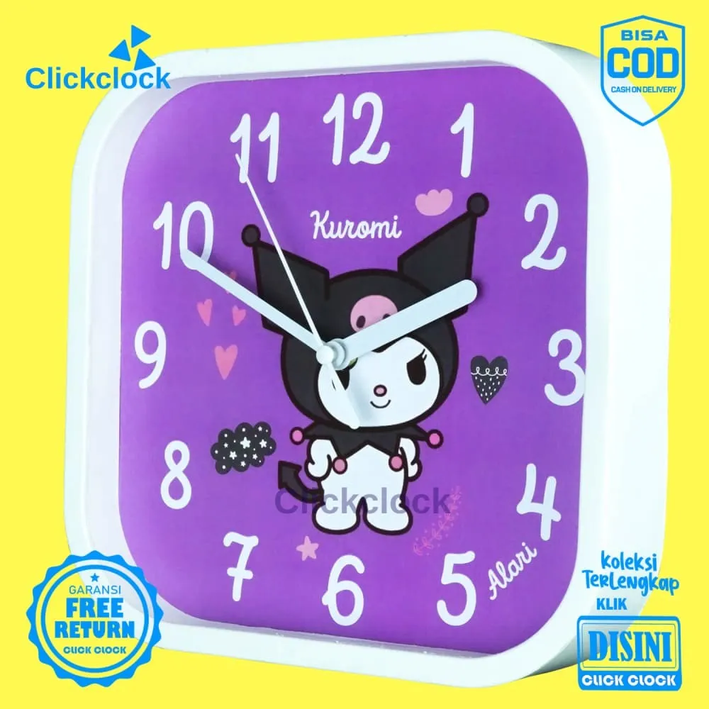 Jam Dinding Analog Anak Anak Kuromi NN2202-5454 Besar Hiasan Kamar Murah