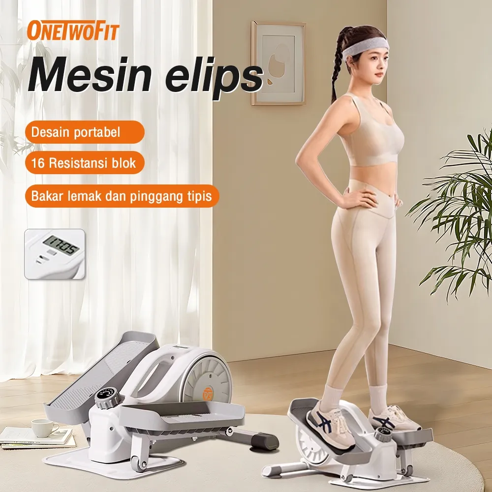 OneTwoFit Mini Exercise Bike Stepper Elips Sepeda Statis Portable Elliptical Bike Gym Home Fitness