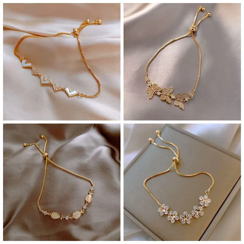 Doublelee Gelang Kelopak Pentagram Gelang Serut Fashion Wanita Korea