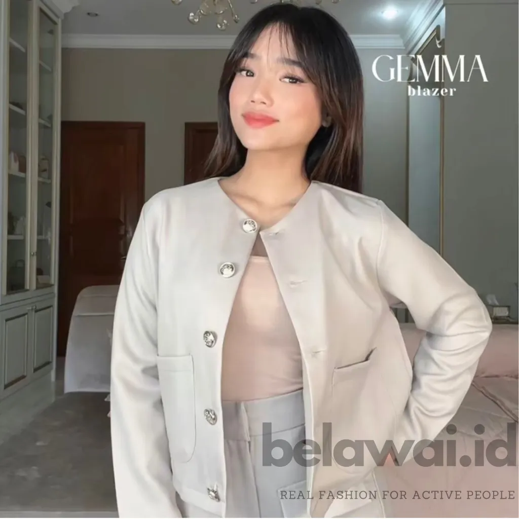 BELAWAI - GEMMA BLAZER OUTER WANITA CROP / BLAZER KANTOR WANITA FORMAL / BLAZERS WANITA LONGSLEEVE