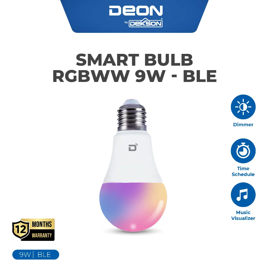 DEON Smart Bulb RGBWW 9W Bluetooth | Lampu Pintar RGB | Smart Lamp Rumah