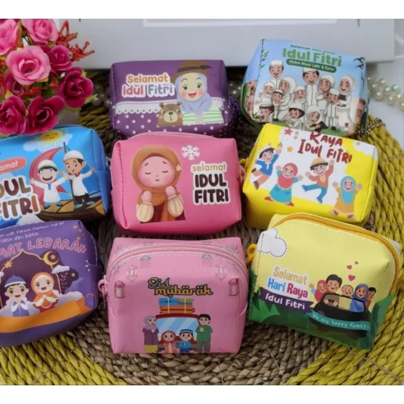 Dompet lebaran mini kubus (6PCS) koin printing pouch uang bisa dibuat gantungan kunci