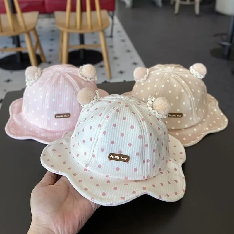TB035 Bucket Topi Bayi Perempuan Polkadot Premium DuoMi Nou