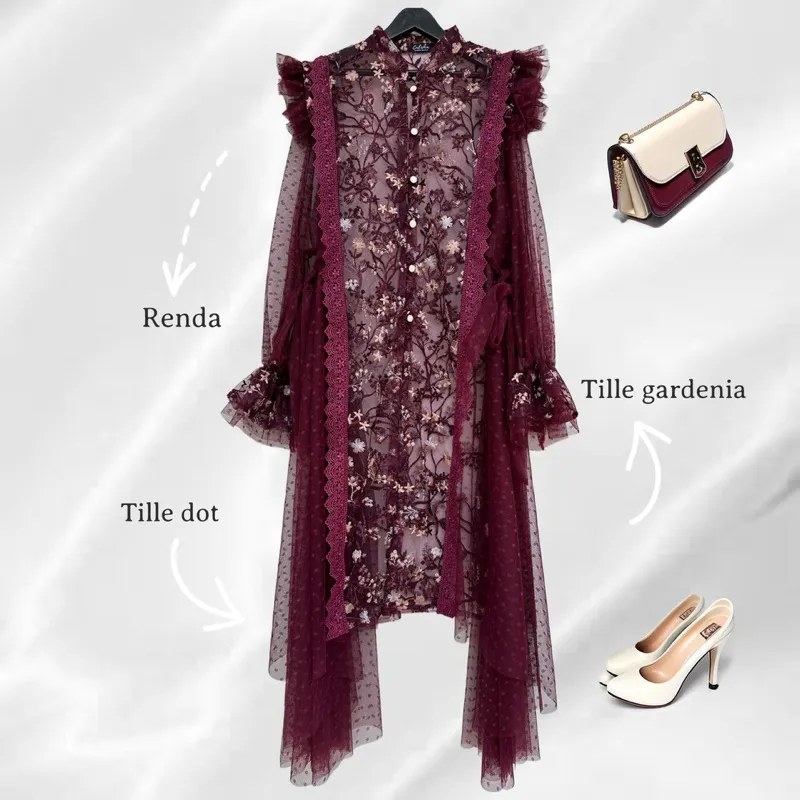 Selina Outer by Calisha PerfectU Official Safa Outer Lebaran Brukat Simple Elegant Kondangan Mewah Muslim Tunik Demore Only Brukat Outer brukat Selina mewah Atasan Muslim wanita Ootd Lebaran Terbaru