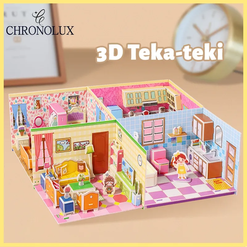 Poney Puzzle 3d diy bahan foam Miniatur diy rumah Paper house Mainan puzzle edukasi anak