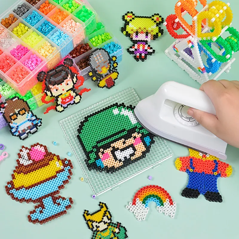 DIY Perler Beads Manik-manik Sekering Kit Mainan 5mm 2.6mm Manik-manik Besar 1350/6000 Pcs 3D Kerajinan dengan Aksesoris Mainan Edukasi