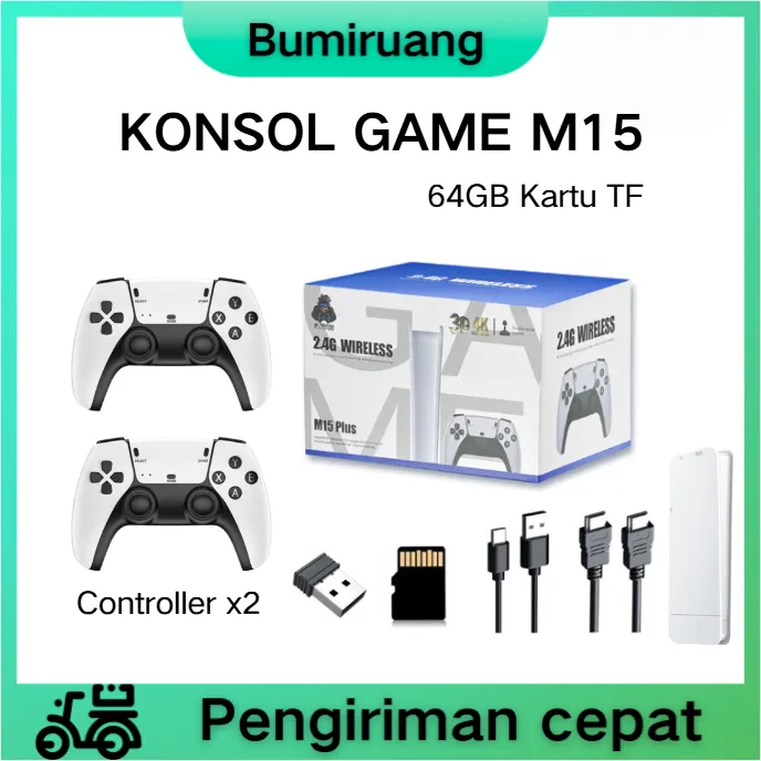 BUMIRUANG  PSP M15 Wireless Gamepad Stik Game PS5 Console 20000 Game 4K 60fps HD Retro 64G Game Stick