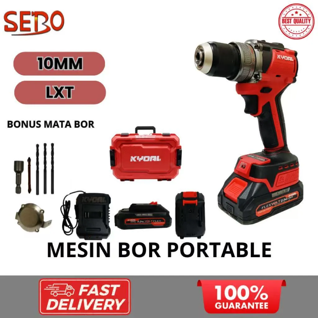 KYOAL Mesin Bor Cordles Portable Baterai Lxt 21volt Bor Cas Brushless Kayu Besi 10mm - KY-6065