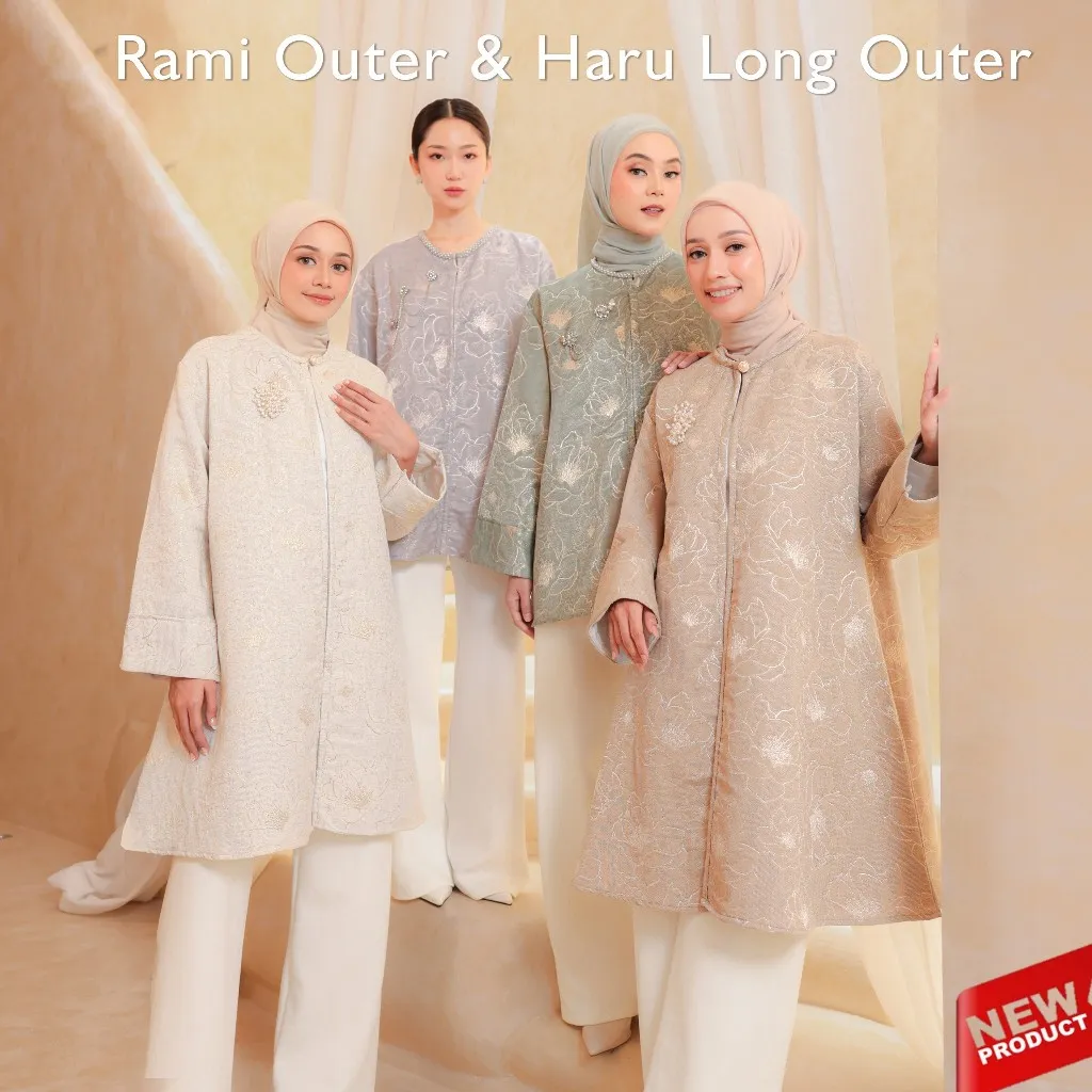 NUNA Rami Haru Outer | Luaran Atasan Blouse Wanita Katun Bordir Raya Series