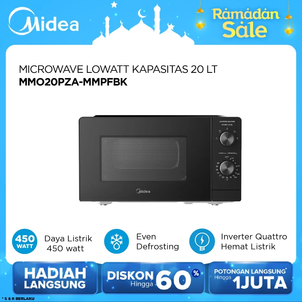 [HARGA DISKON] Midea Microwave Oven  Listrik Tombol 20 L - MMO20PZA-MMPFBK/MMO20PLA