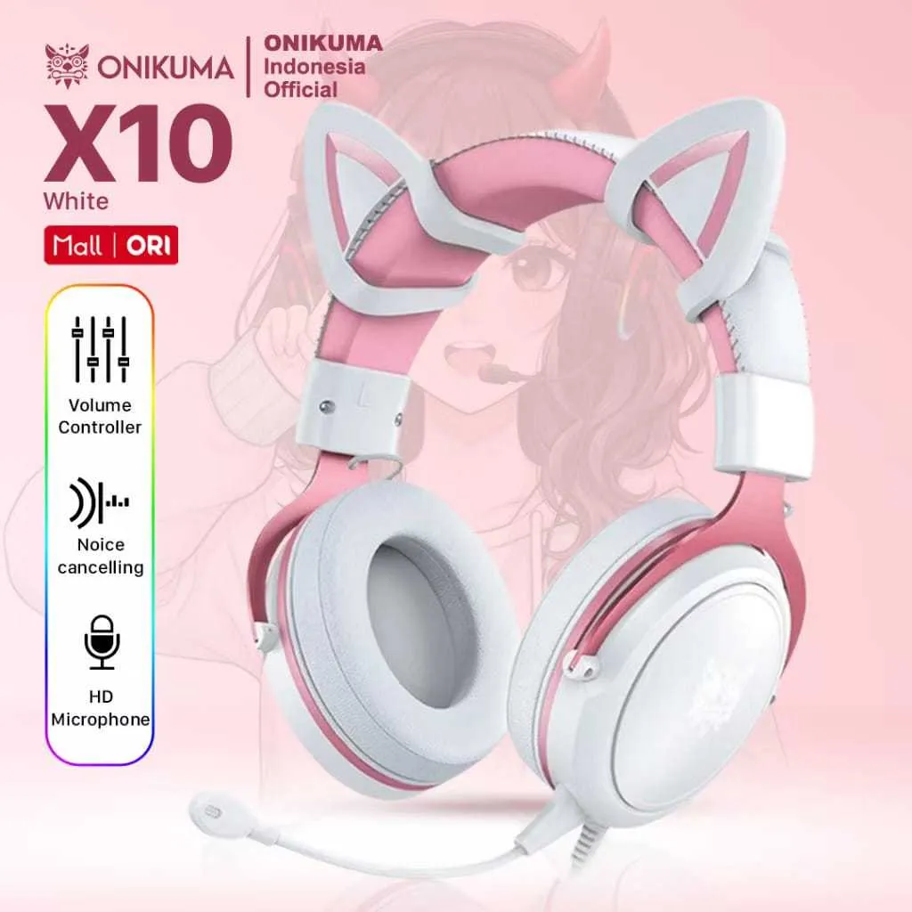 ONIKUMA Headset Gaming stereo - Game E-Sport - headphone gaming - Headphone Keren - Headset unisex - Stand headphone RGB - Acrylic FULL COLOR
