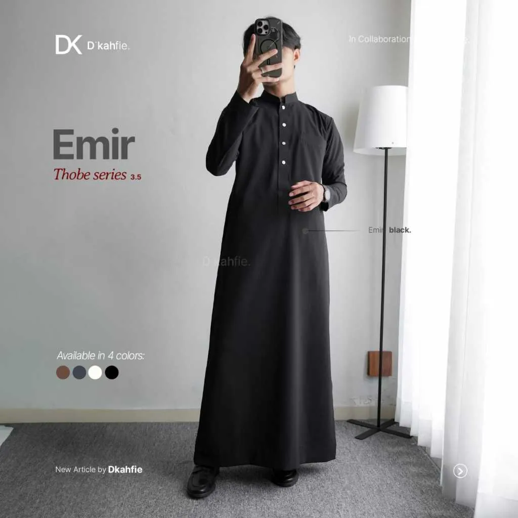 Dkahfie Apparel Emir Thobe Series 3.5 | Gamis Pria Slimfit | Gamis Pria | Gamis Slimfit