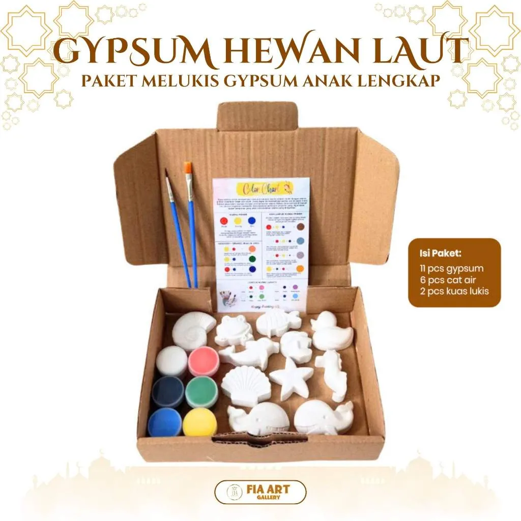 Painting Kit Melukis Patung Gypsum DIY Mewarnai Gipsum Bentuk Hewan Laut Set Kuas Cat Air Minyak Watercolor Mainan Edukasi Anak Alat Lukis Kendaraan Transportasi Cupcake