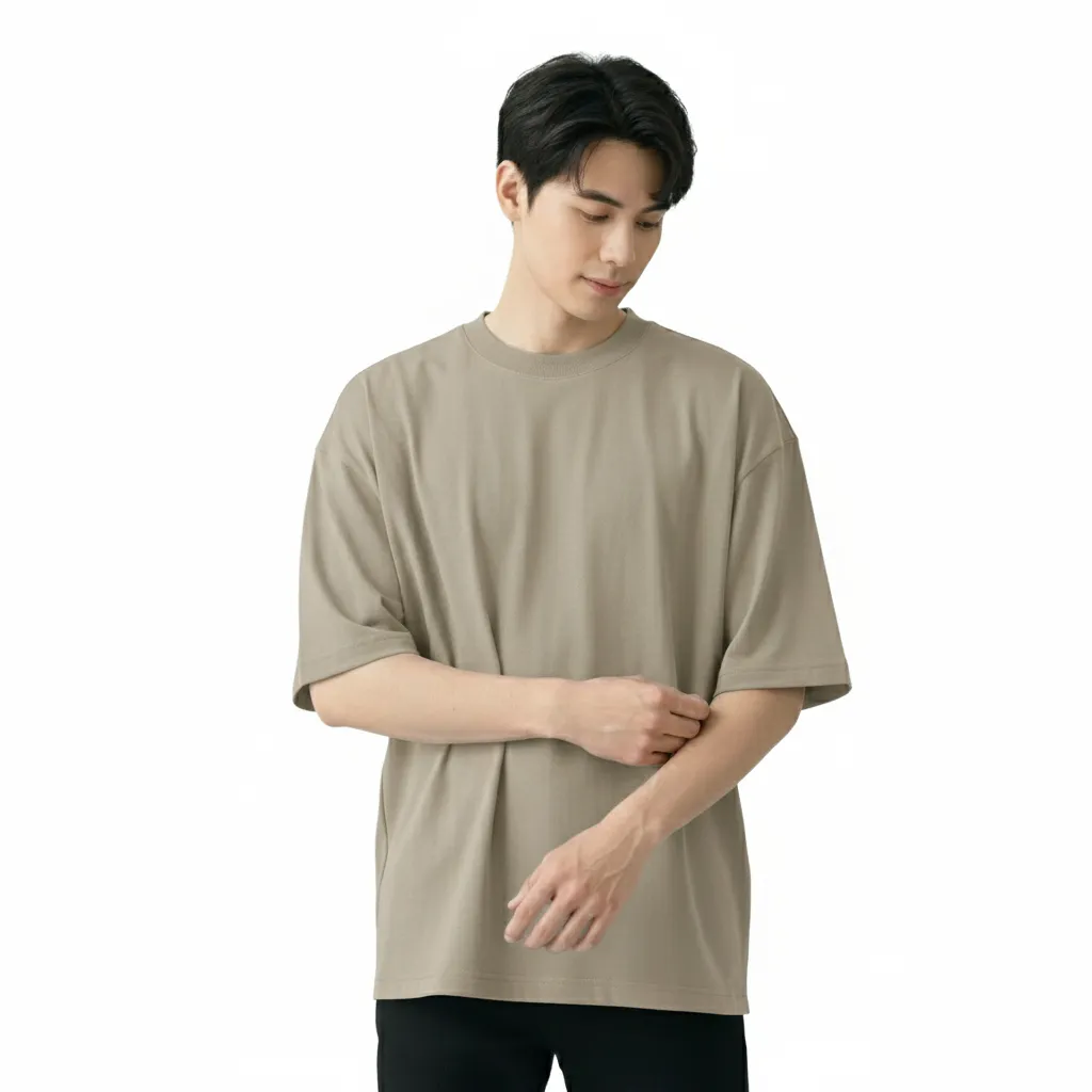 Gensty Oversized Core T-Shirt Airflow System Unisex Danbowl Coolbreeze Anti Kusut - Khaki