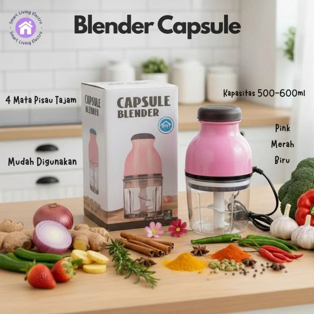 Blender Kapsul Serbaguna Chopper Daging Plastik Penggiling Daging Listrik 250Watt Multifungsi