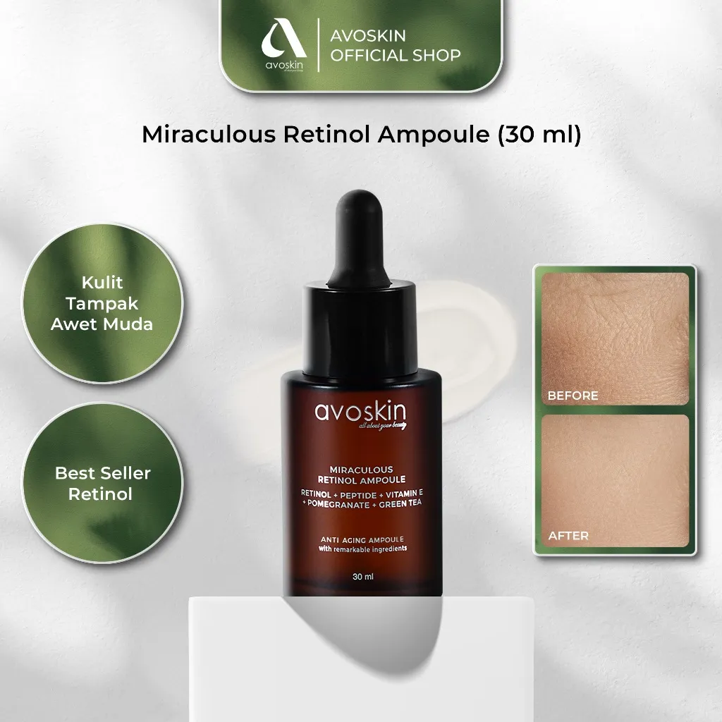 Ampoule Avoskin Miraculous Retinol 30ml - Anti Aging & Samarkan Kerutan