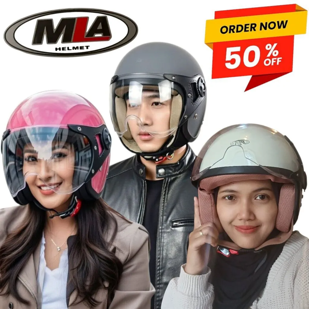 Helm MLA Hijab - helm Bogo Retro MLA Hijab premium Original SNI bisa COD helm pilot - KEKINIAN
