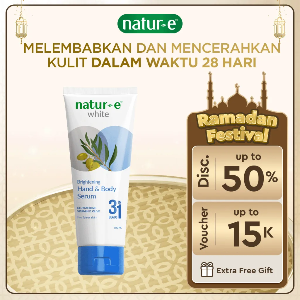 [WHITENING HAND BODY SERUM] Natur-E White Hand & Body Serum 180ml - Mencerahkan Dalam 28 Hari | Glutathione Vitamin E Niacinamide | Meratakan Mencerahkan Kulit | Ringan Mudah Meresap Tidak Lengket | Wangi Segar Tahan Lama | Lotion Whitening
