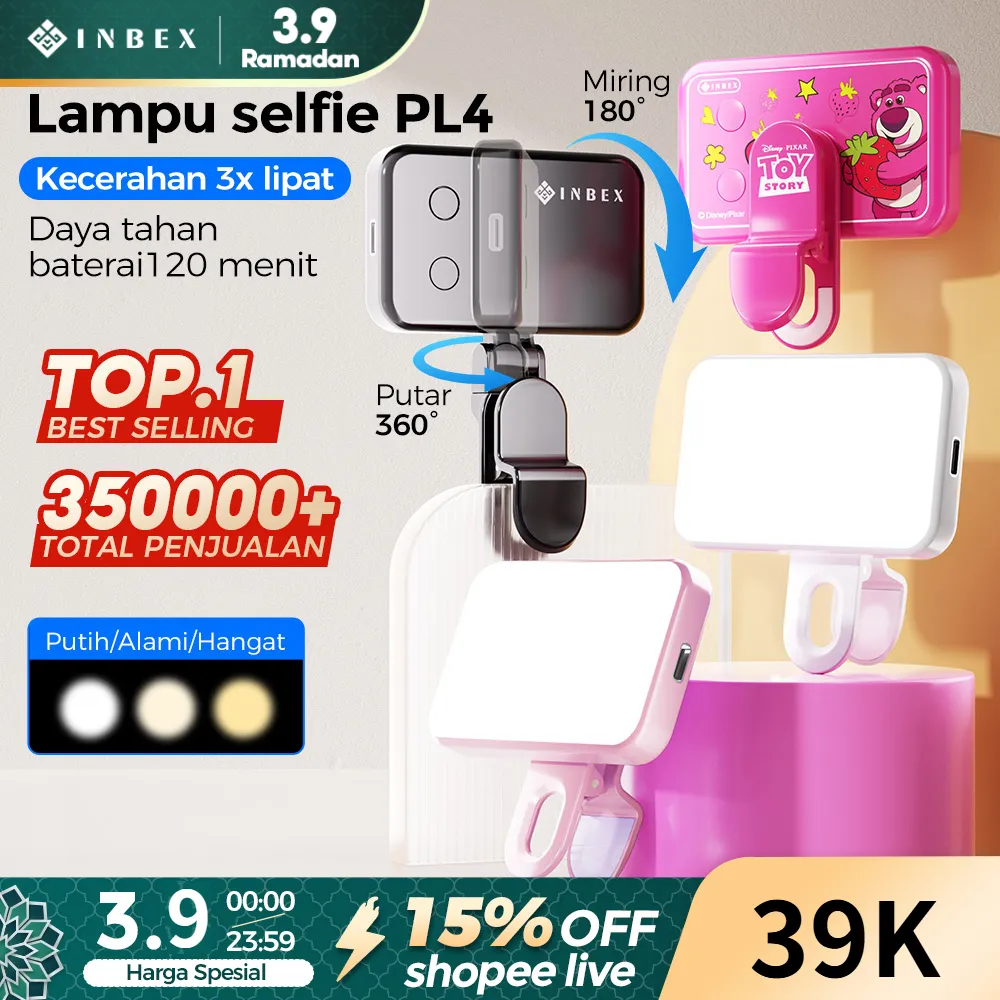 INBEX PL4 Lighting kontent Mini LED Lampu 3 warna Saku Kecantikan lighting hp jepit  Mobile Phone Portable toy