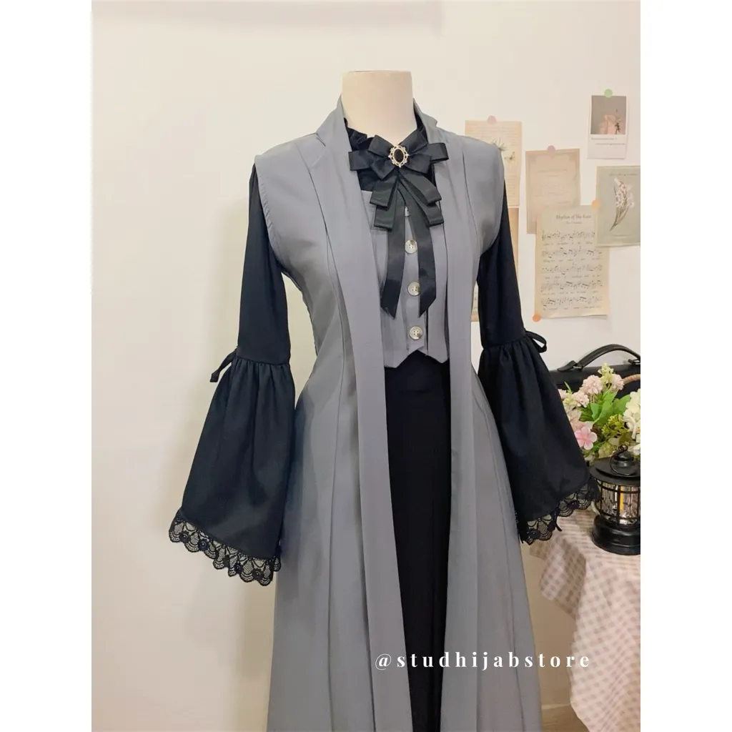 Cleva Long Outer Rompi Vest Ouji Fashion Medieval Chronicles Cosplay Outfit by Studhijabstore