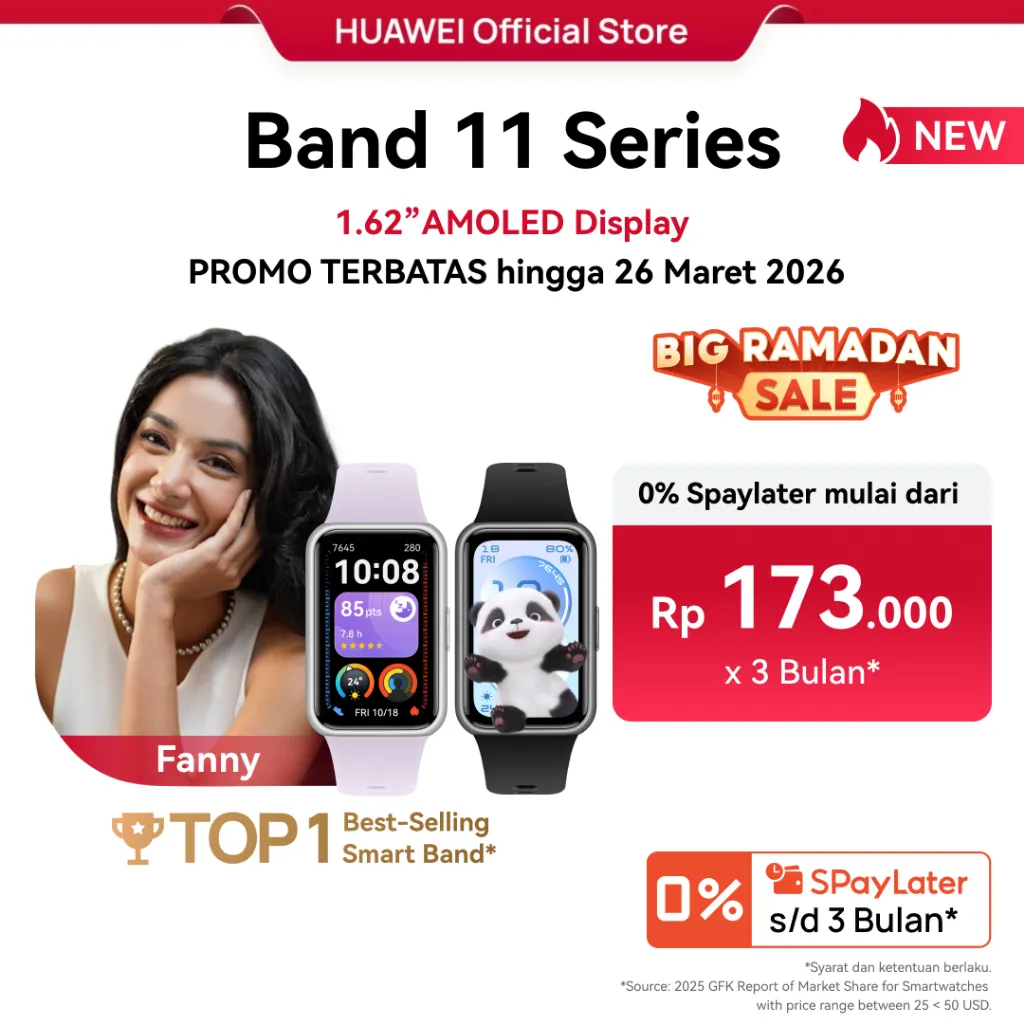 [TOP 1 | 3.3 | PROMO SPESIAL] HUAWEI Band 11 Series | 1.62”AMOLED Display | Enhanced Sleep Tracking | Heart Health Management | Smartwatch-like | Android & iOS