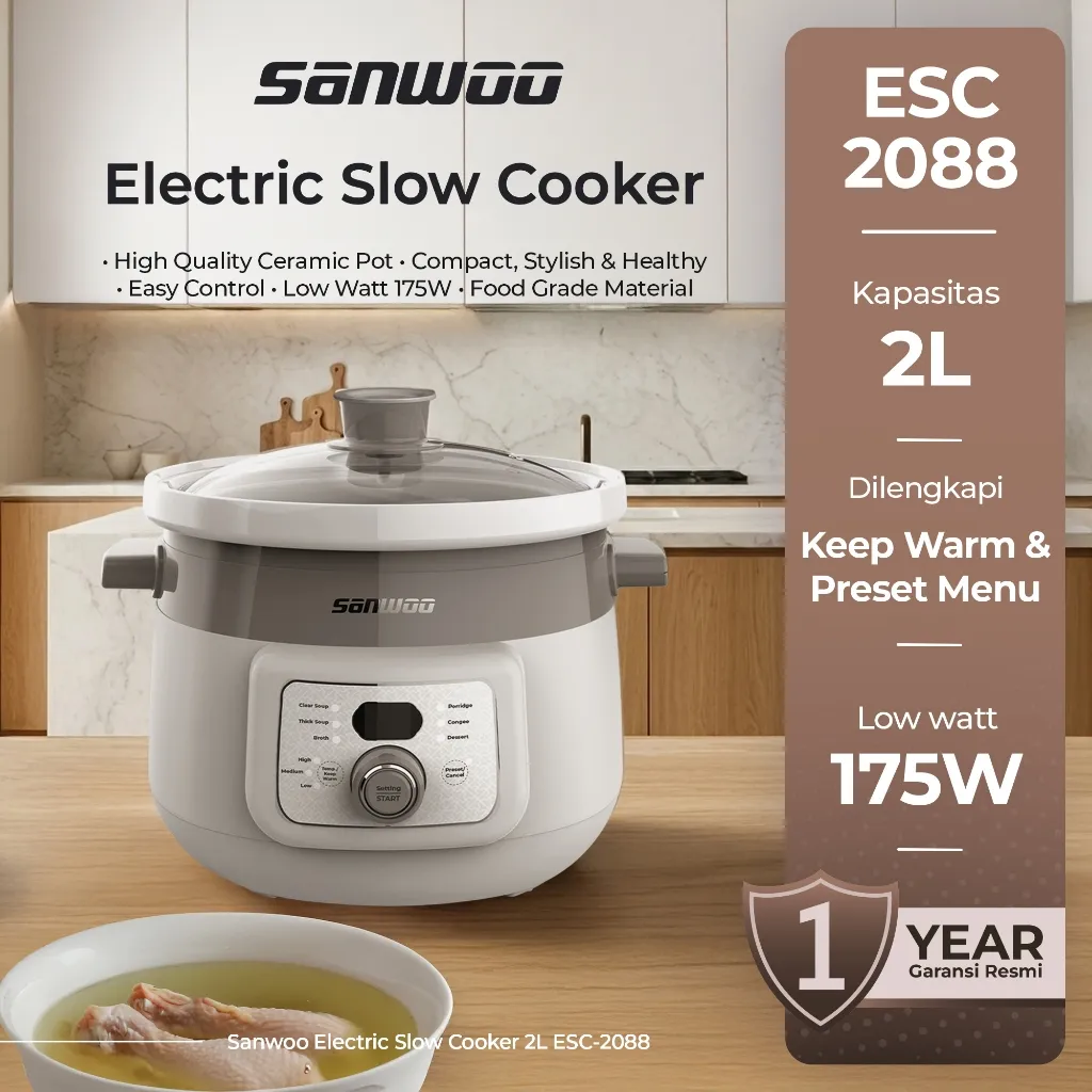 Sanwoo Electric Slow Cooker 2L / Alat Masak MPASI
