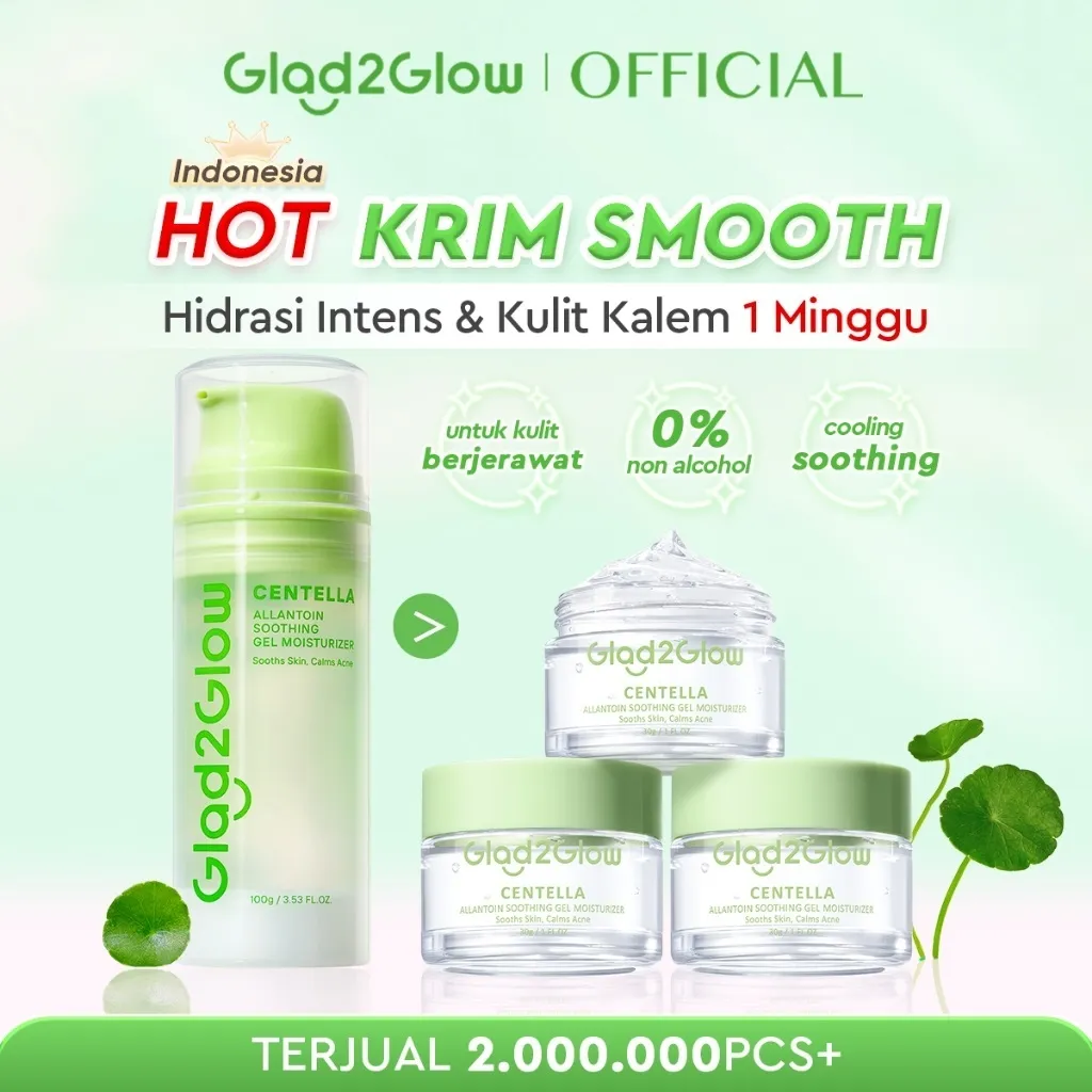 Glad2Glow Centella Water Gel Soothing Moisturizer Madeca Cream Berjerawat Acne Cica Pelembab Wajah 100g Menenangkan kulit Mengurangi kemerahan Mengontrol minyak Mengobati kulit berjerawat Menjaga g2glow official store
