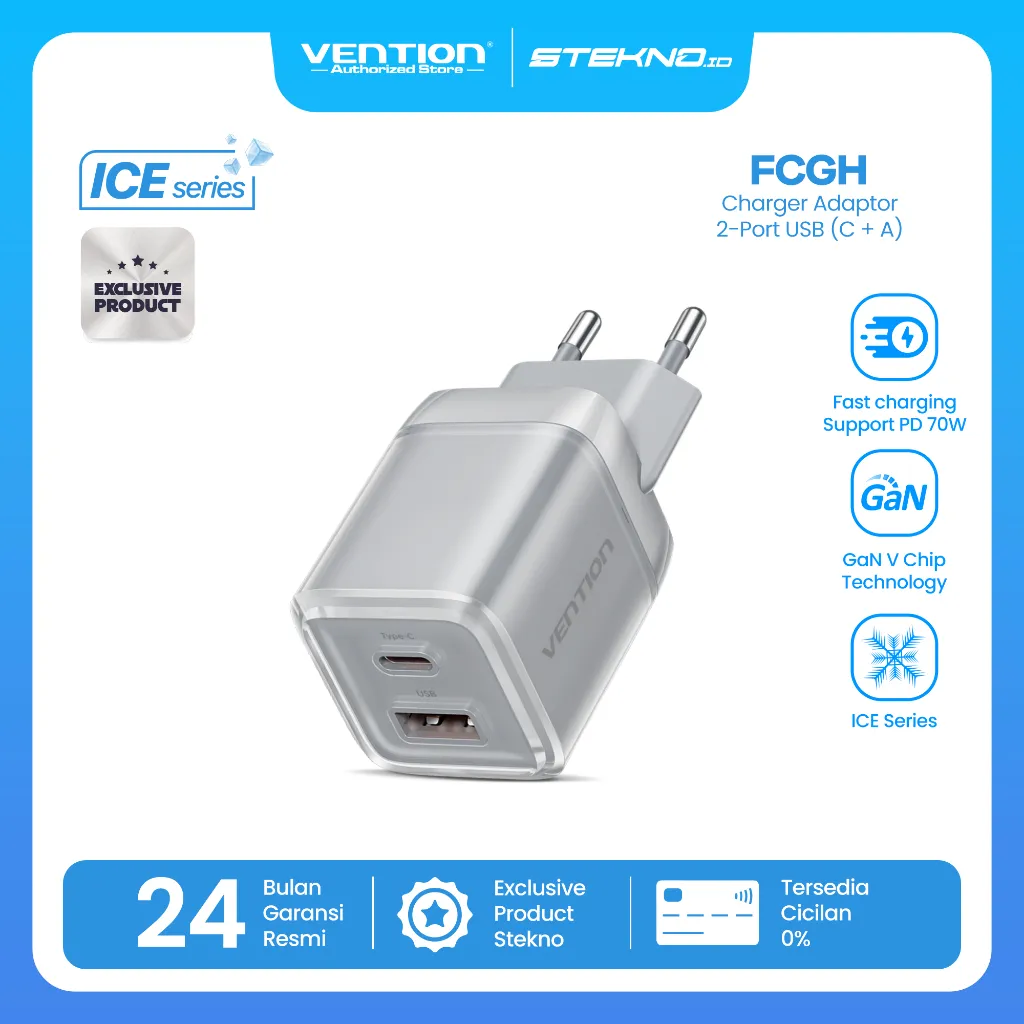 Vention ICE Series GaN Charger 30W 45W 70W USB Type C PD QC Fast Charging Adaptor iPhone Samsung MacBook
