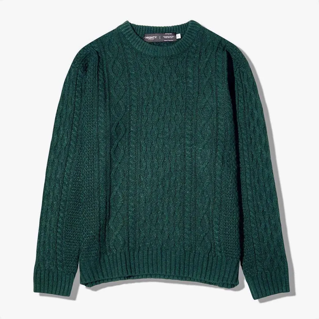 HIGHTY Green Cable-Knit Sweater