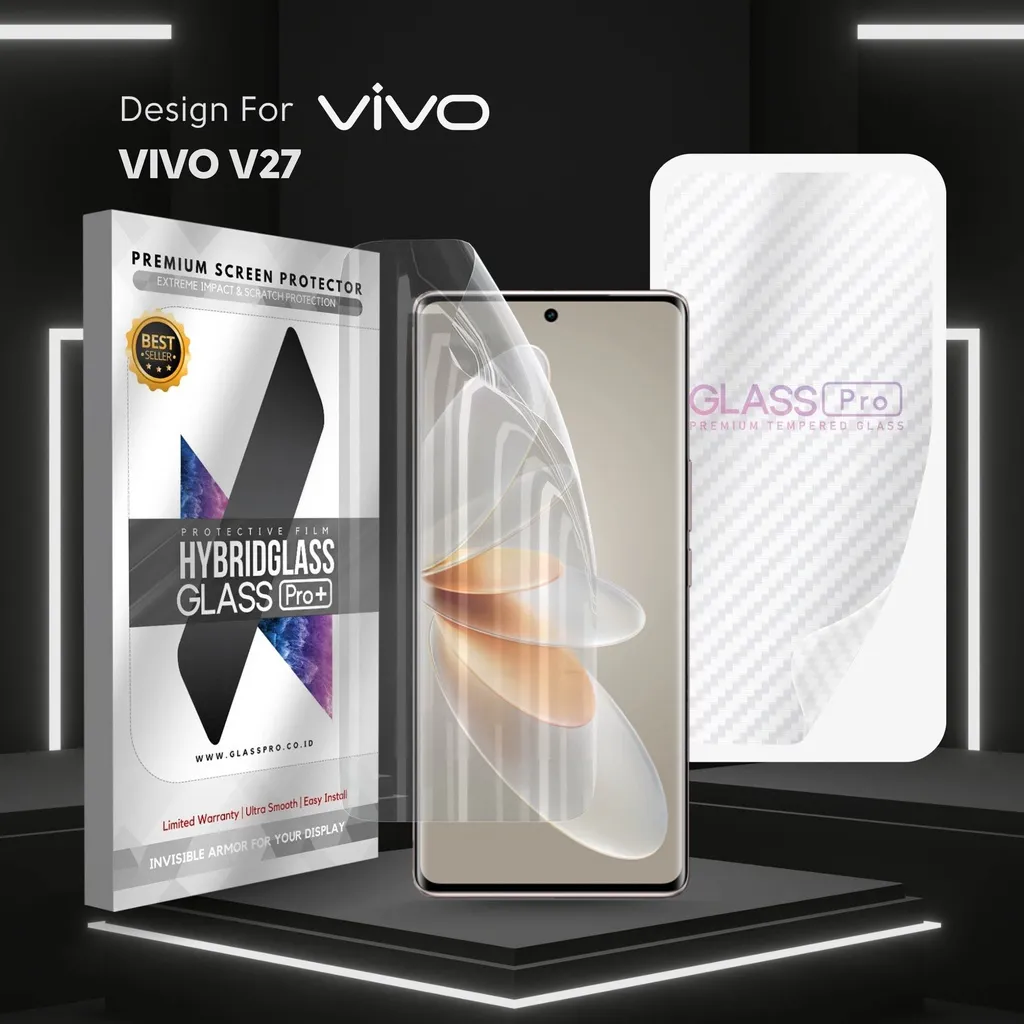 Hybrid Glass Premium Anti Gores Hydrogel Vivo V27 5G Full Cover Screen Protector Glass Pro Not Tempered Glass Ready Semua Model