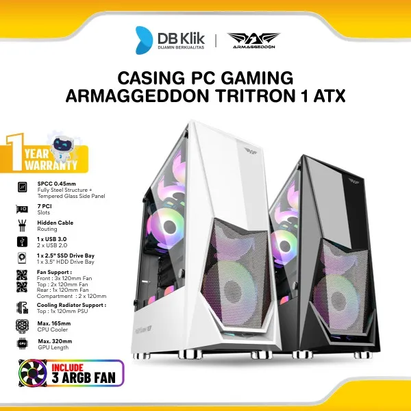 Casing PC Gaming Armaggeddon Tritron 1 ATX with ARGB Fan