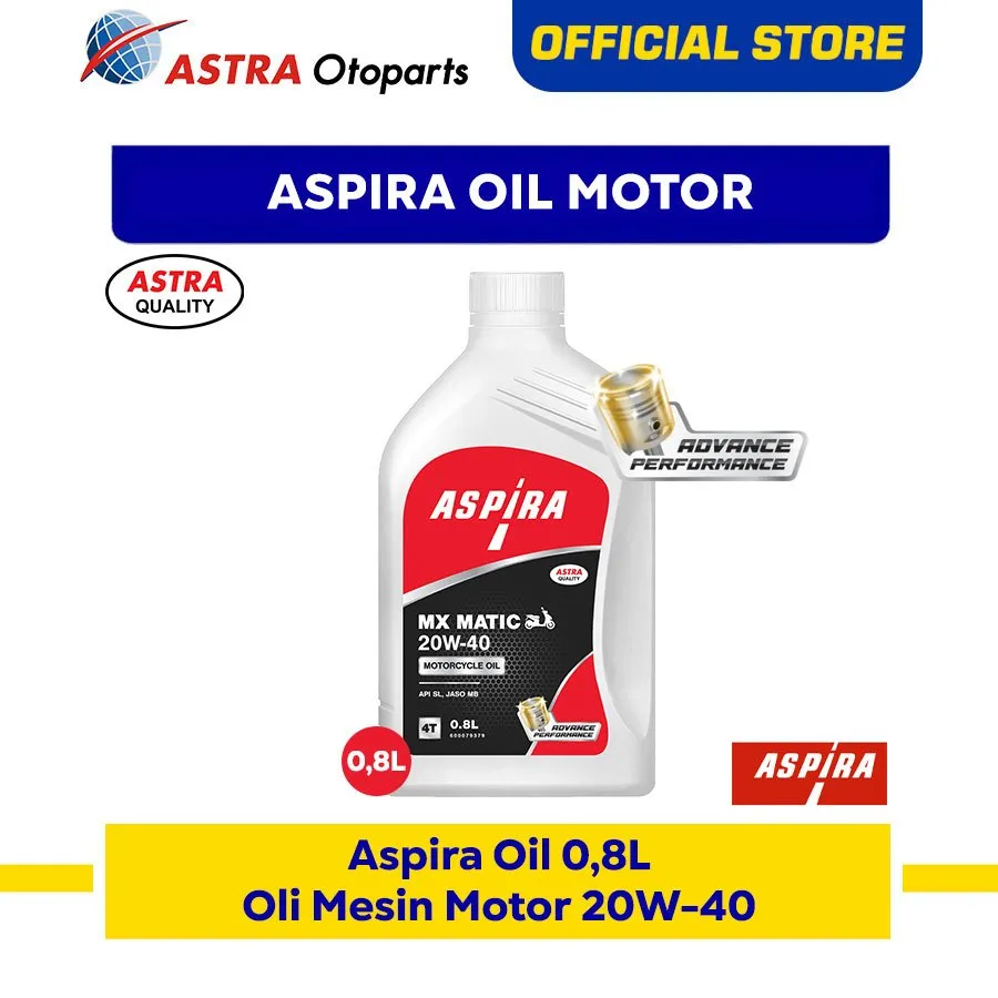 Oli Motor Matic Yamaha Honda 20W-40 Aspira Oil 0,8L